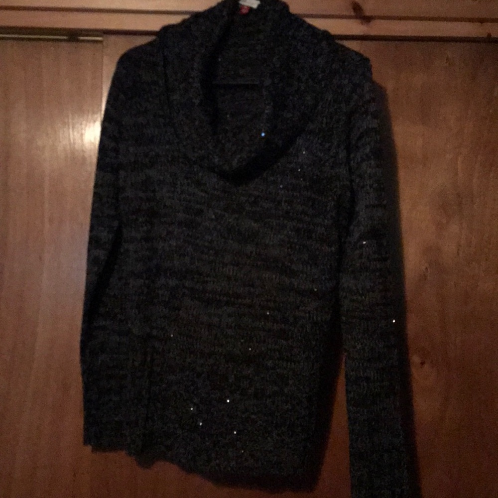 LNC Black Lei Scoop Neck Sweater with Sequins